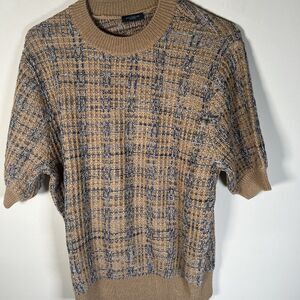 ann taylor New Short Sleeve Tweed Stitch Crew W Pullover Multi Color Size Medium